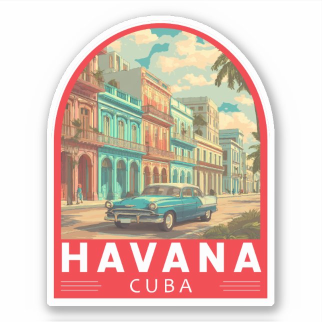 Havana Cuba Travel Art Emblem (Front)