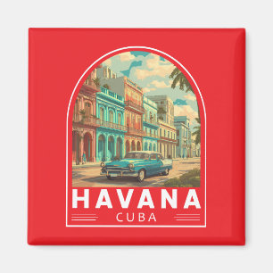 Havana Cuba Travel Art Emblem Magnet