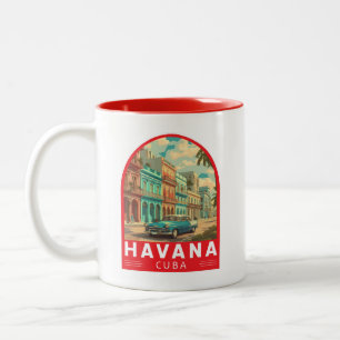 Havana Cuba Travel Art Emblem Two-Tone Coffee Mug