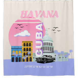 Havana Cuba Travel Art Shower Curtain