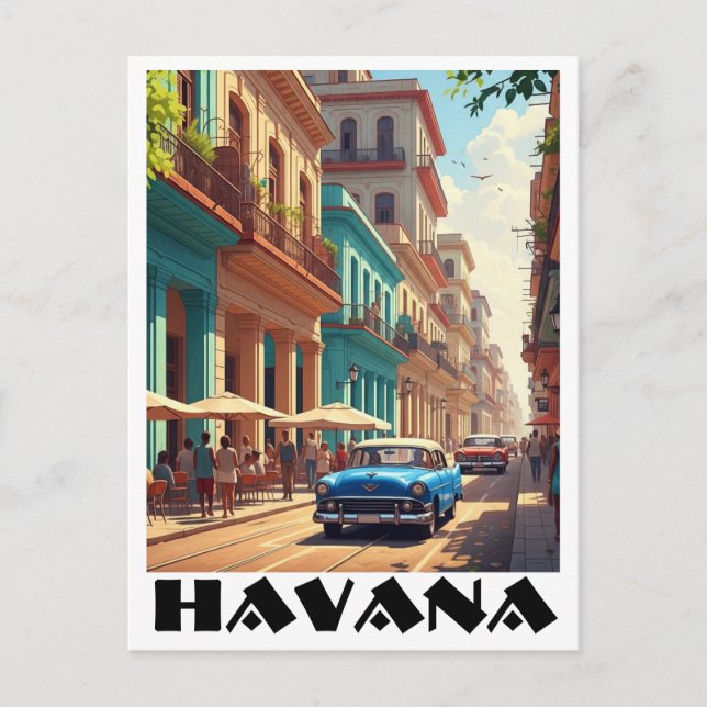 Havana Cuba Vintage Car Postcard (Front)