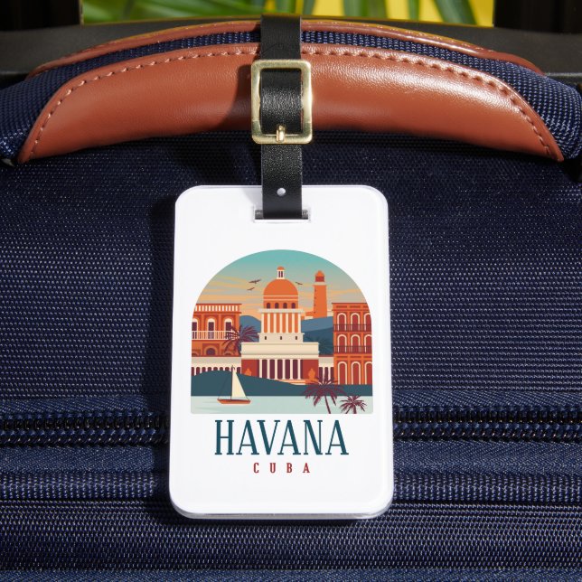 Havana Cuba Vintage Minimal Retro Travel Luggage Tag (Front Insitu 2)