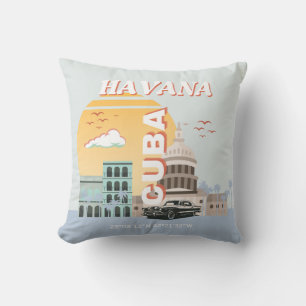 Havana Cuba Vintage Travel Art Cushion