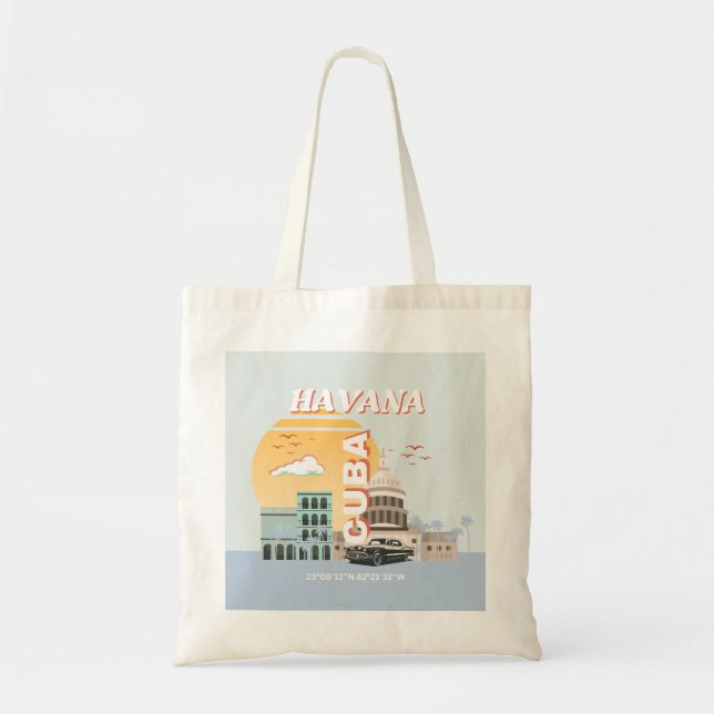 Havana Cuba Vintage Travel Art Tote Bag (Front)