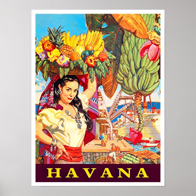 Havana Cuba vintage travel poster (Front)