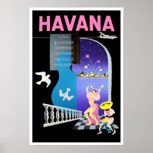 Havana Cuba vintage travel poster