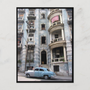 havana facade car postcard