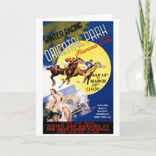 Havana Horse Racing Vintage Travel Poster Holiday Card