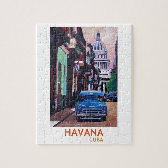Havana in Cuba  - El Capitolo with oldtimer Jigsaw Puzzle (Vertical)