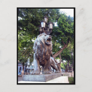 havana lion statue postcard