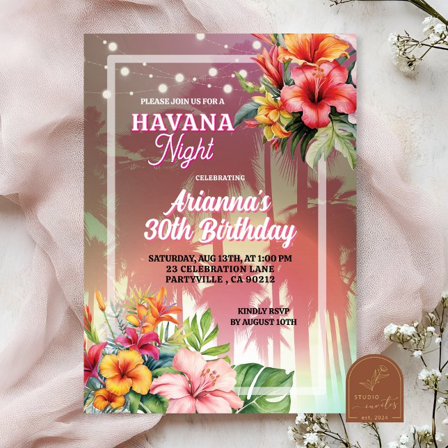 Havana Night Adult Birthday Invitation (Creator Uploaded)