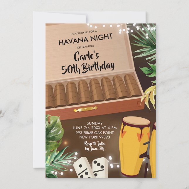 Havana Night Beach Birthday Invitation (Front)