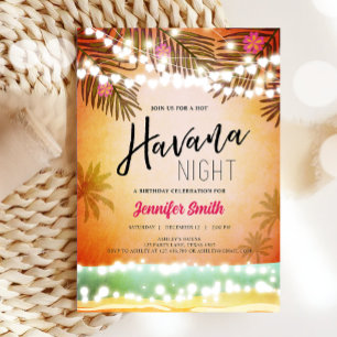 Havana Nights Night in Havana Beach Party Birthday Invitation