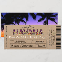 Havana Nights Tropical Airline Ticket Birthday