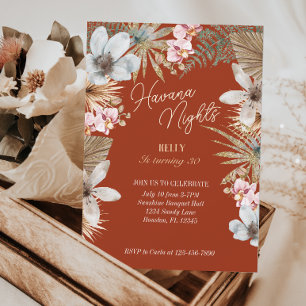 Havana Nights Tropical Cuban 30th Birthday Invitation