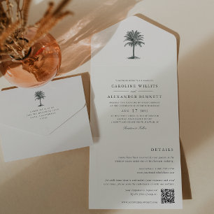 Havana Palm   Vintage Palm Tree Wedding All In One Invitation