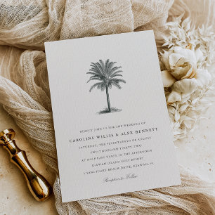 Havana Palm   Vintage Palm Tree Wedding Invitation