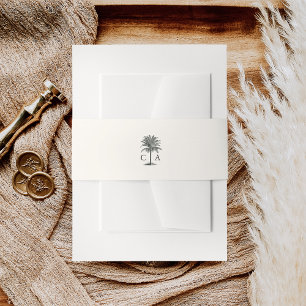 Havana Palm   Vintage Palm Tree Wedding Monogram Invitation Belly Band
