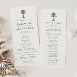 Havana Palm Wedding Ceremony Program<br><div class="desc">Our island chic wedding program features your ceremony details in elegant charcoal grey, accented with a small vintage etched style palm tree illustration in blackened hunter green. Reverse side lists the members of your wedding party with easily editable text fields. Coordinates with our Havana Palm wedding invitation collection for summer,...</div>
