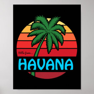 Havana Retro Summer Palm Tree Beach Cruise Souveni Poster