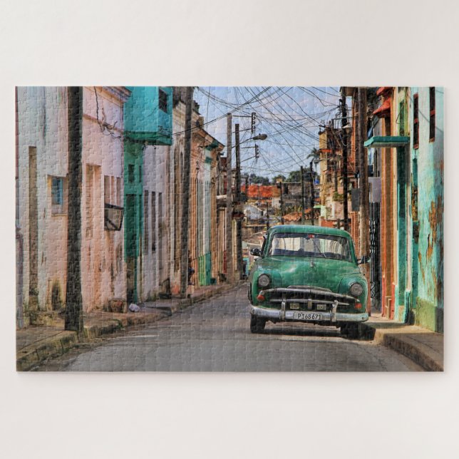 Havana Street Oldtimer Car Cuba Travel Photography Jigsaw Puzzle (Horizontal)