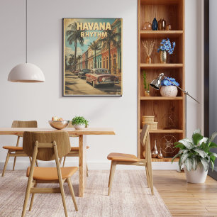 Havana Vintage Travel   Colourful Cuban Retro Car  Poster