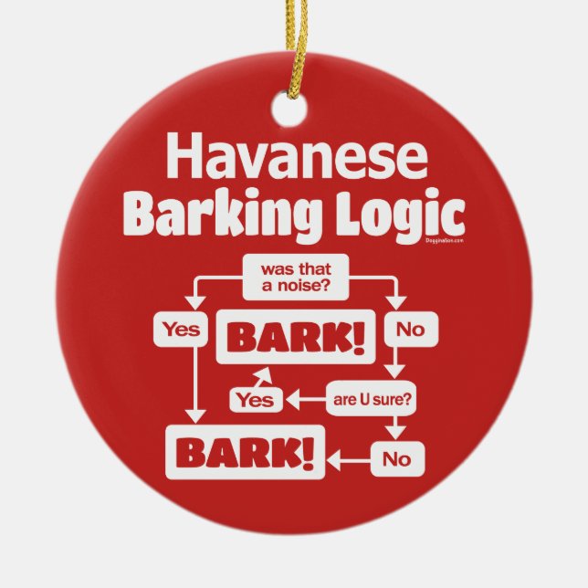 Havanese Barking Logic Ceramic Ornament (Front)