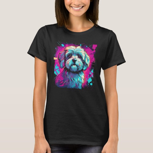 Havanese Bolonka Shih Tzu Lhasa Apso Dog 80s Retro T-Shirt (Front)