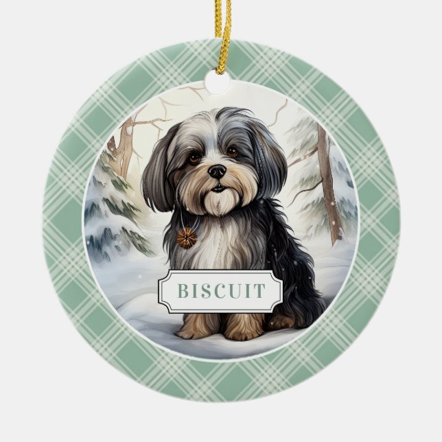 Havanese Ceramic Circle Ornament (Front)