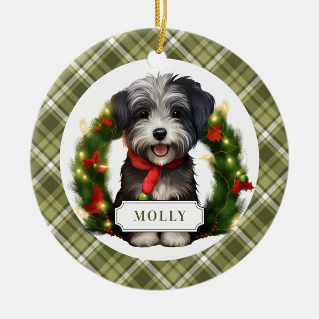 Havanese Ceramic Circle Ornament (Front)