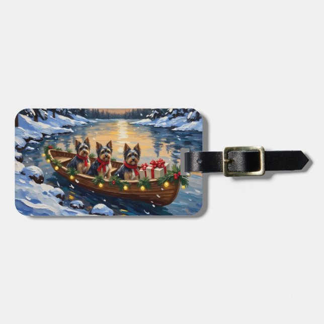 Havanese Christmas Boat Holiday Luggage Tag (Front Horizontal)