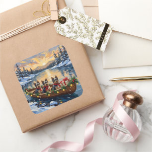 Havanese Christmas Boat Holiday Square Sticker