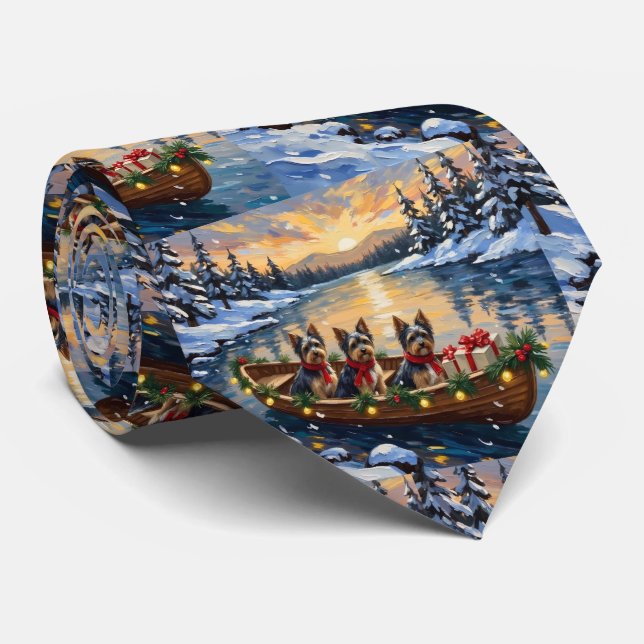 Havanese Christmas Boat Holiday Tie (Rolled)