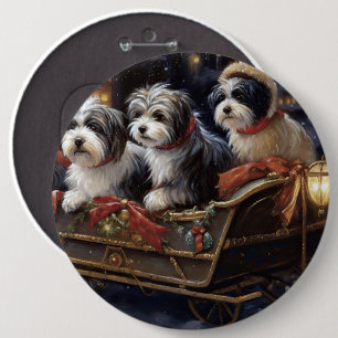 Havanese Christmas Festive Season  6 Cm Round Badge