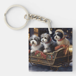Havanese Christmas Festive Season  Key Ring