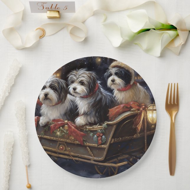 Havanese Christmas Festive Season  Paper Plate (Wedding)