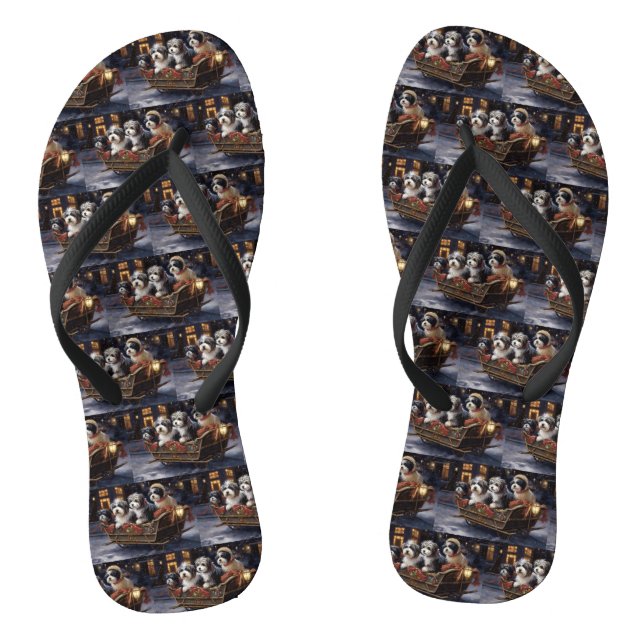 Havanese Christmas Festive Season  Thongs (Footbed)