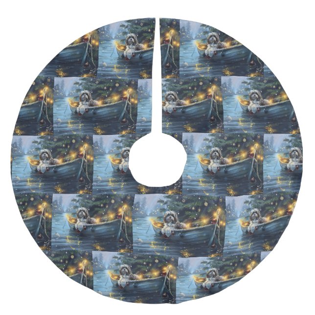 Havanese Christmas Festive Voyage Brushed Polyester Tree Skirt (Front)