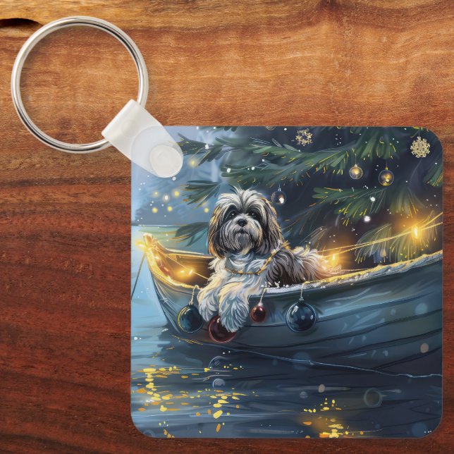 Havanese Christmas Festive Voyage Key Ring (Front)