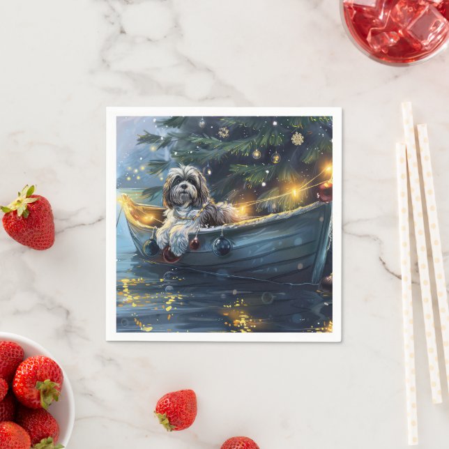Havanese Christmas Festive Voyage Napkin (Insitu)