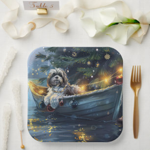Havanese Christmas Festive Voyage Paper Plate