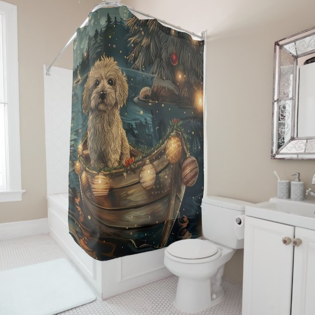Havanese Christmas Festive Voyage Shower Curtain (In Situ)