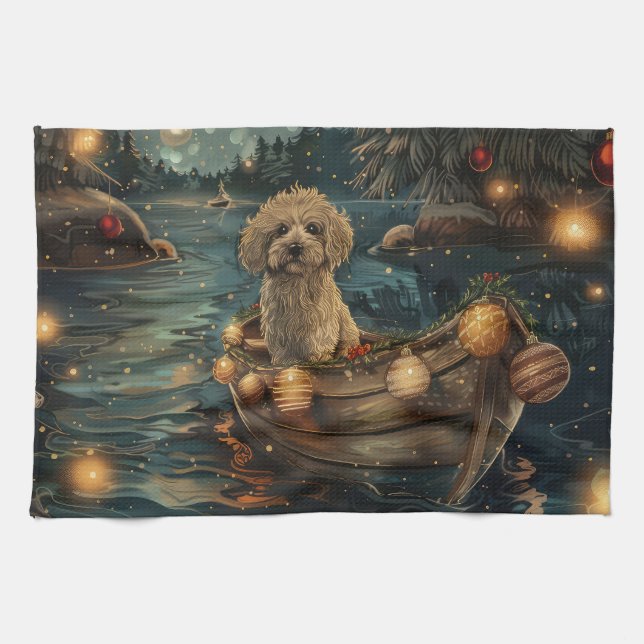 Havanese Christmas Festive Voyage Tea Towel (Horizontal)
