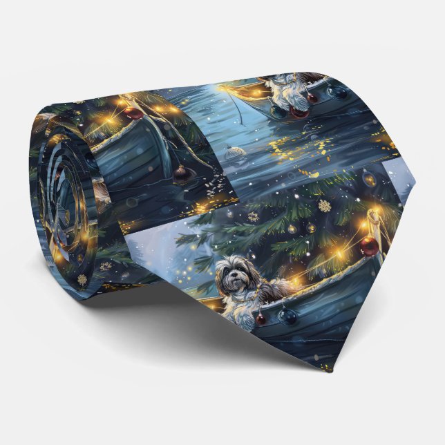 Havanese Christmas Festive Voyage Tie (Rolled)