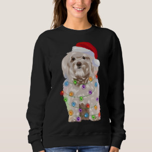Havanese Christmas Lights Xmas Dog Lover Santa Hat Sweatshirt