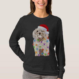 Havanese Christmas Lights Xmas Dog Lover Santa Hat T-Shirt