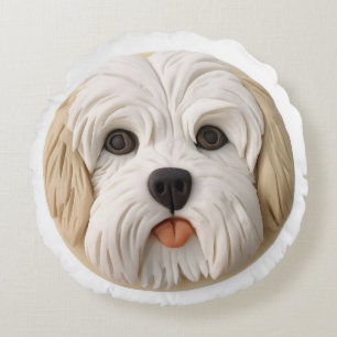 Havanese Dog 3D Inspired Round Cushion