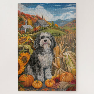 Havanese Dog Autumn Harvest Thanksgiving Jigsaw Puzzle