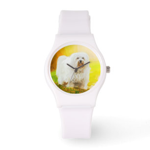 Havanese Dog Bichon Portrait Painting Watch