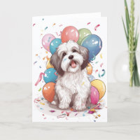 Havanese Dog Birthday Party Greeting Card
